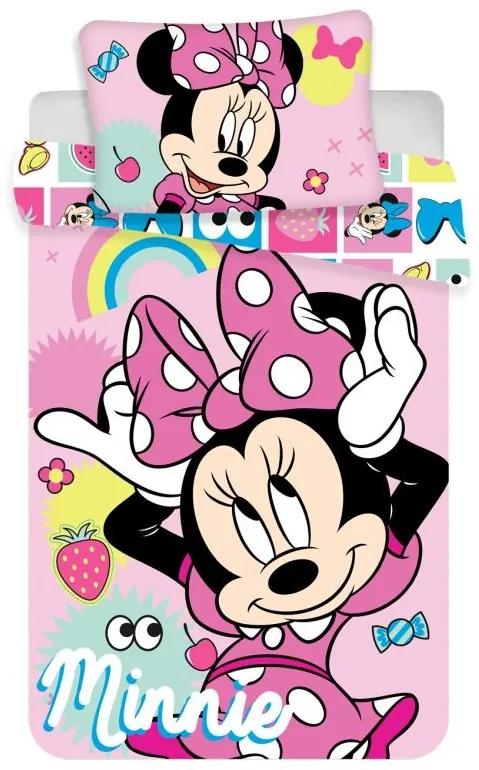 JERRY FABRICS Obliečky do postieľky Minnie pink square baby  Bavlna, 100/135, 40/60 cm