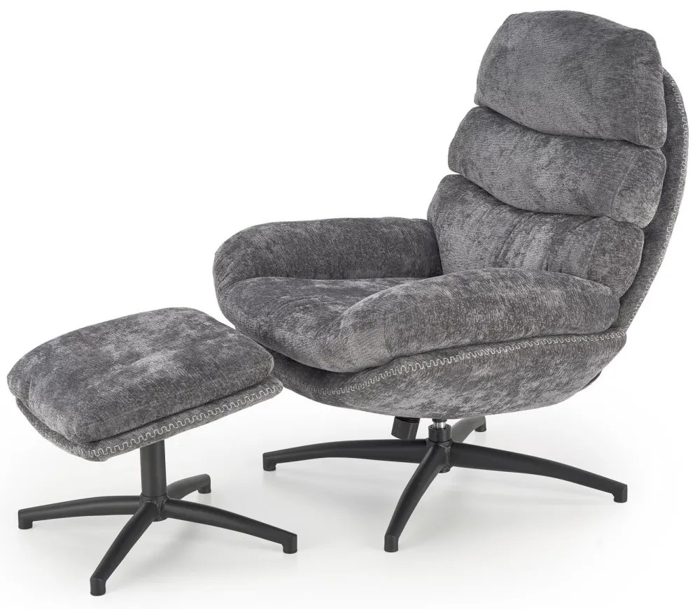 Křeslo s podnožkou Dario popelavě šedé