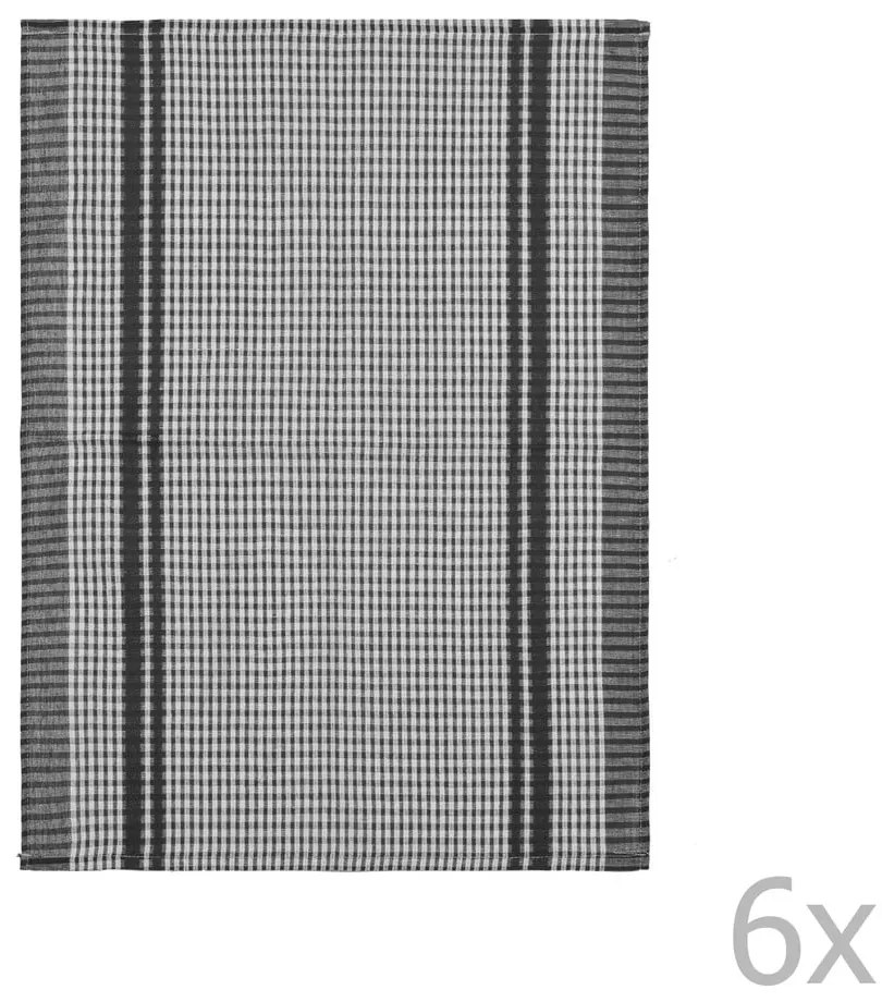 Súprava 6 čiernych bavlnených utierok Tiseco Home Studio Waffle, 50 × 70 cm