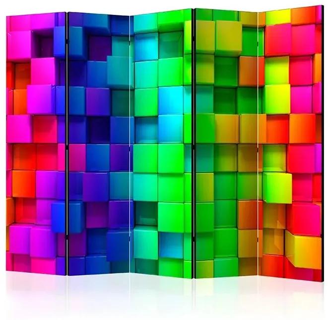 Paraván - Colourful Cubes II [Room Dividers] Veľkosť: 225x172, Verzia: Jednostranný