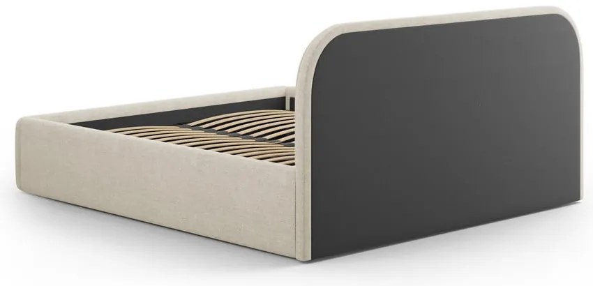 Krémovobiela čalúnená dvojlôžková posteľ s úložným priestorom s roštom 140x200 cm Juno – Windsor &amp; Co Sofas