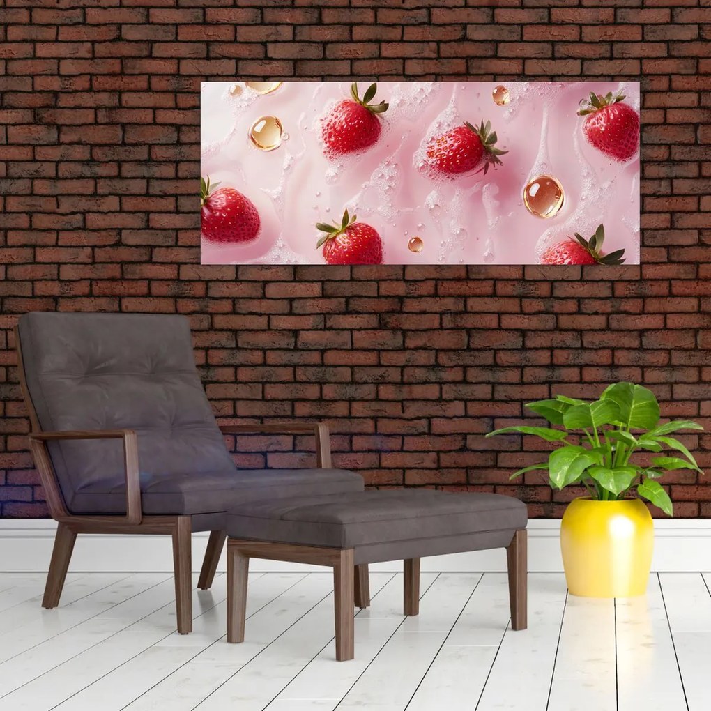 Obraz - Jahody v bublinách (120x50 cm)