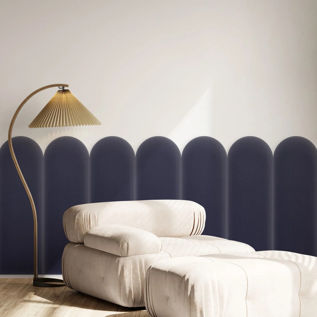 Zamatový čalúnený panel - Oblúk - 20x80cm Farba: Tmavá šedofialová