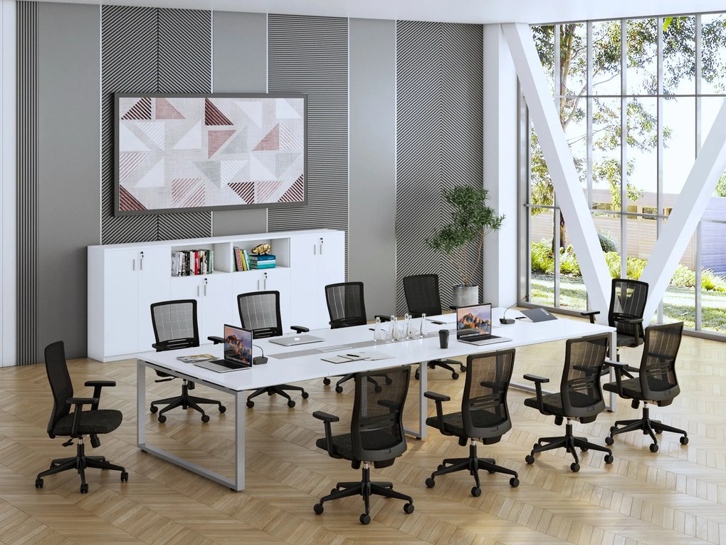 Rokovací stôl Houseland Prime Meet 02 400 cm biely