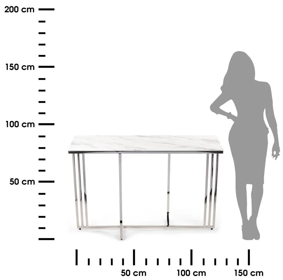 Konferenčný stolík AMAGAT 120 cm strieborný/biely mramor