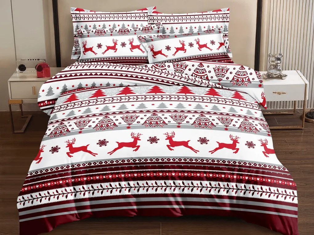 Obliečky z mikrovlákna JELEŇ A VLOČKA červené