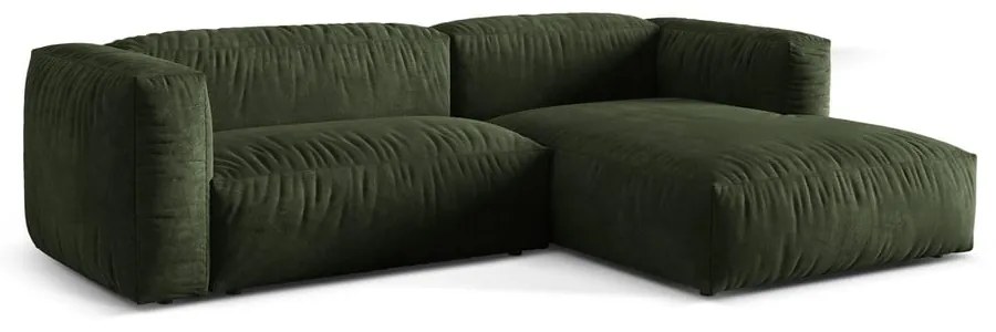 Zelená zamatová modulárna rohová pohovka (pravý roh/s leňoškou) Martina – Micadoni