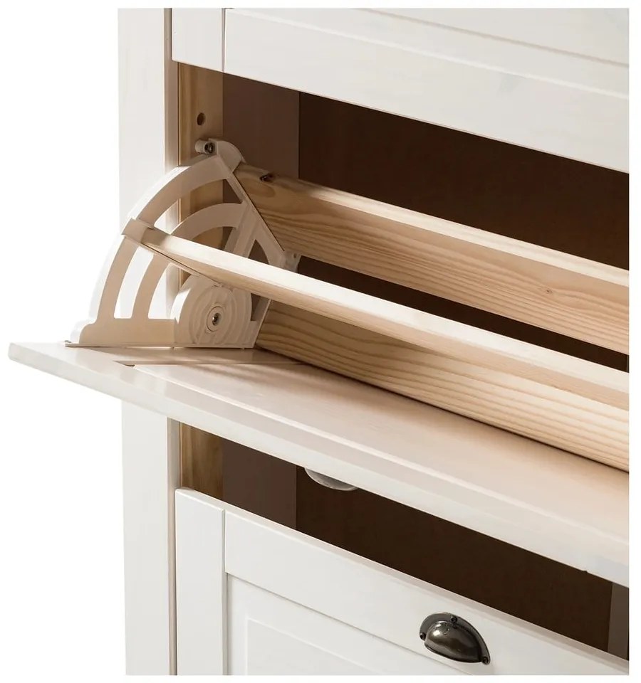 Biela výklopná skrinka na topánky z borovicového dreva Toby – Støraa