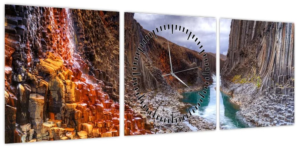 Obraz - kaňon Studlagil (s hodinami) (90x30 cm)