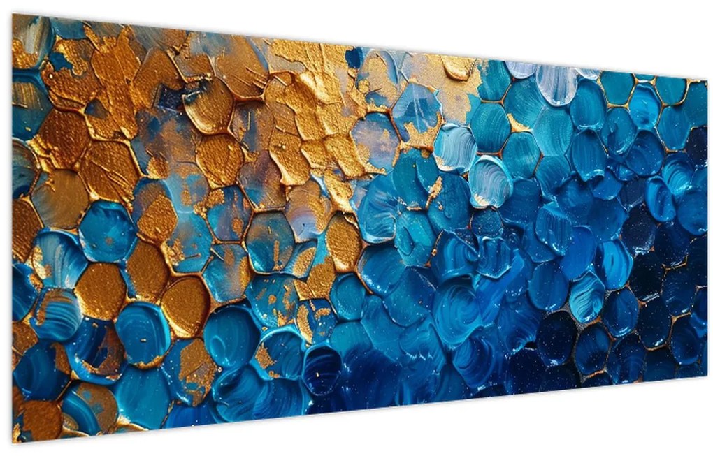 Obraz - Modrozlatá maľba (120x50 cm)