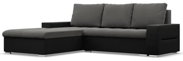 Rohová rozkladacia sedačka AURORA ľavá tmavosivá / čierna