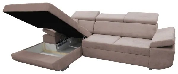 Rozkladacia rohová sedacia súprava s úložným priestorom do tvaru L CASTELO ľavá béžová