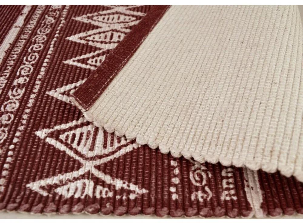 Červeno-biely bavlnený koberec Webtappeti Ethnic, 55 x 180 cm
