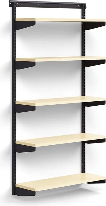 Nástenný regál RELY, základná sekcia, laminátové police, 1800x900x300 mm, antracit/buk