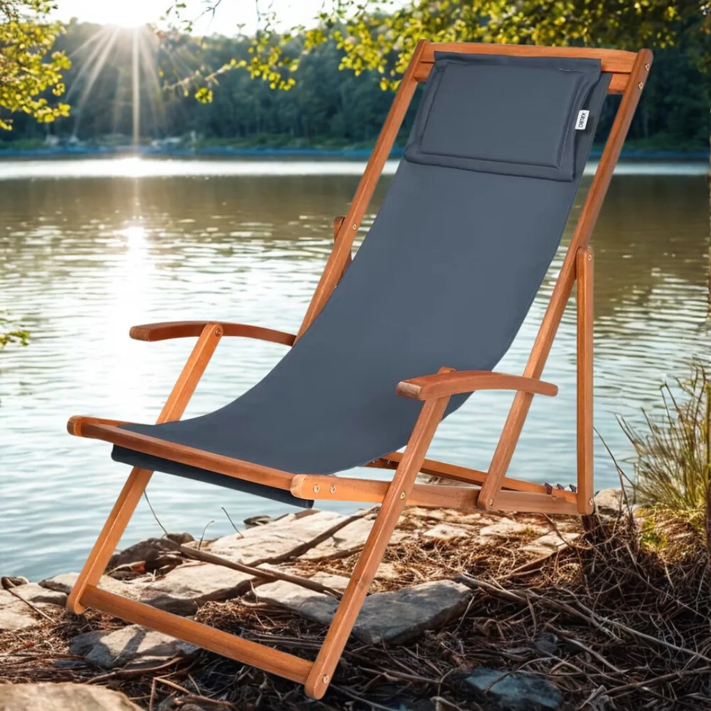 Záhradné lehátko SIENA, 65x87x102cm, antracitová Jurhan