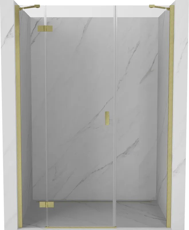 Mexen Mist-H, 1-krídlové sprchové dvere ľavé 160 cm, číre sklo, zlatý matný profil, 8A5-160-001-55-00-L