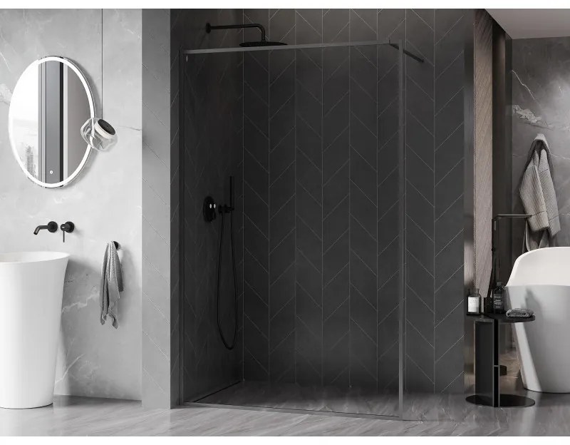 Mexen Kioto-XF, sprchová zástena s rámom 130 x 202 cm, 10mm číre sklo, grafitový profil, 800-130-104-66-00-X
