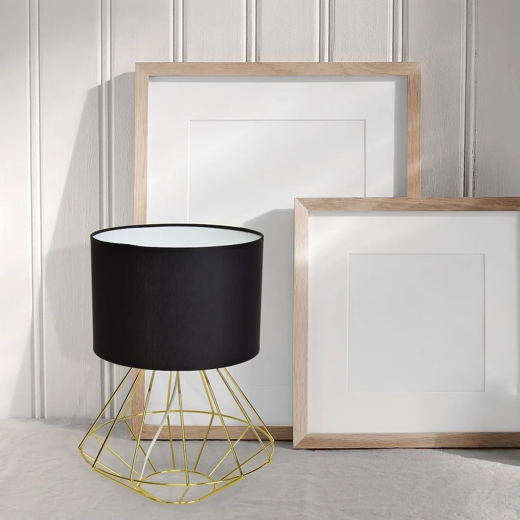 Stolná lampa Lupo, 1x čierne textilné tienidlo, g