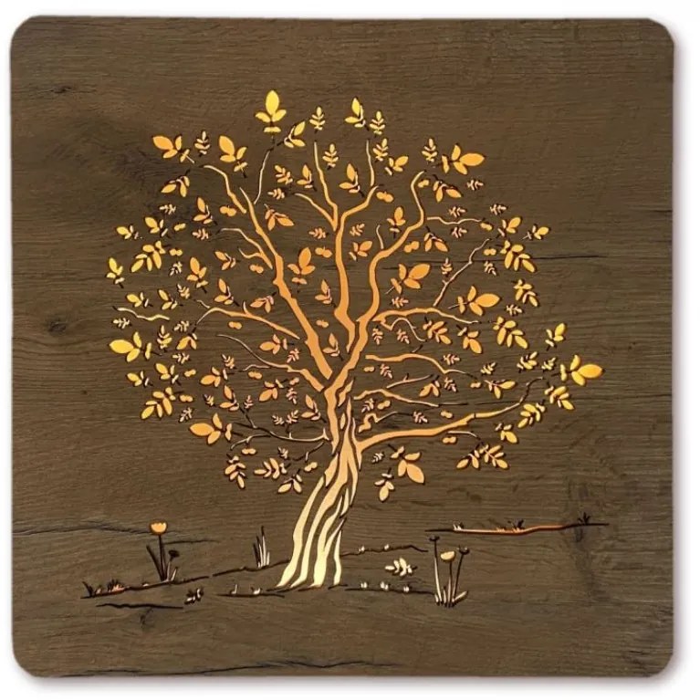 Svietiaci obraz strom Orech na batériu