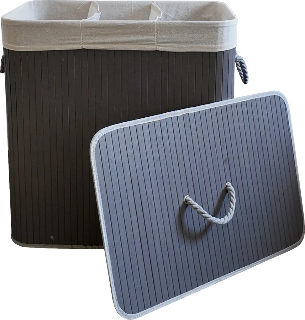 TRENDIE Bambusový kôš na prádlo 150l šedý + DARČEK