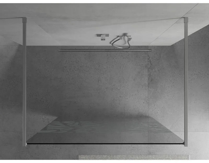 Mexen Kioto, priechodná sprchová zástena 120 x 200 cm, 8mm sklo číre/biely vzor, 2x chrómová stabilizačná rozpera, 800-120-002-01-85