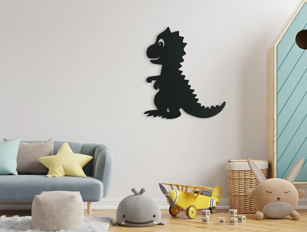 drevko Drevená nálepka do detskej izby Dinosaurík Rozmer obrazu: 37 x 32,5 cm, Farba dekorácie: Čierna