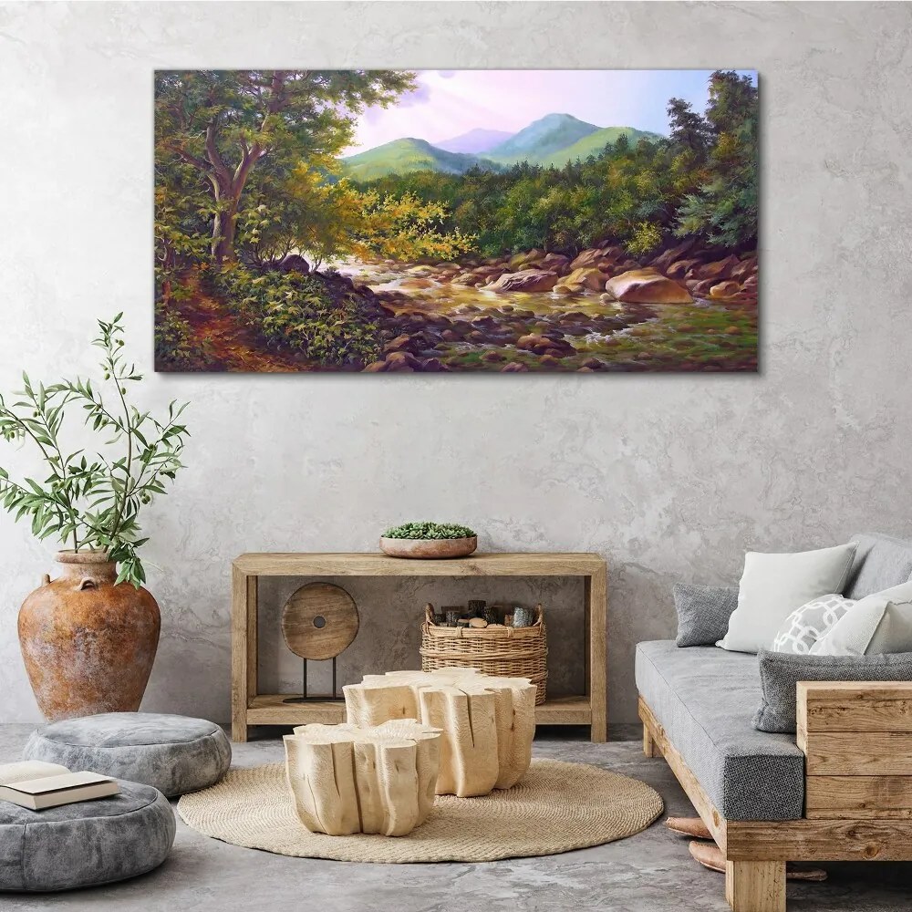 Obraz canvas Las River Stones Mountains