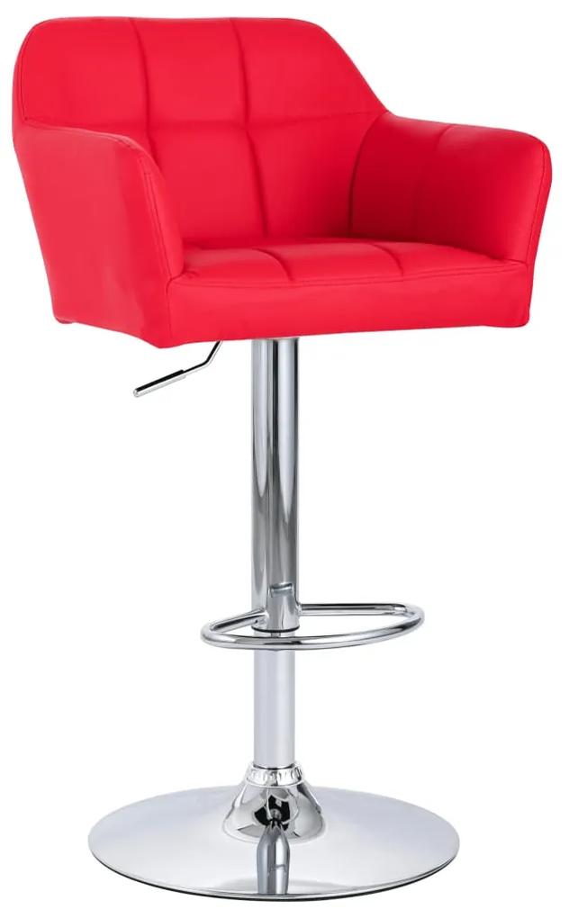 vidaXL Barová stolička s opierkami rúk červená umelá koža