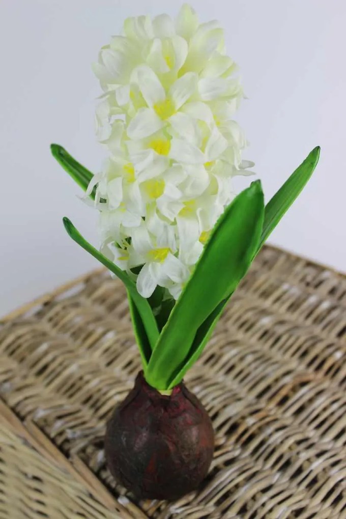 Biely umelý hyacint s cibuľou 32cm
