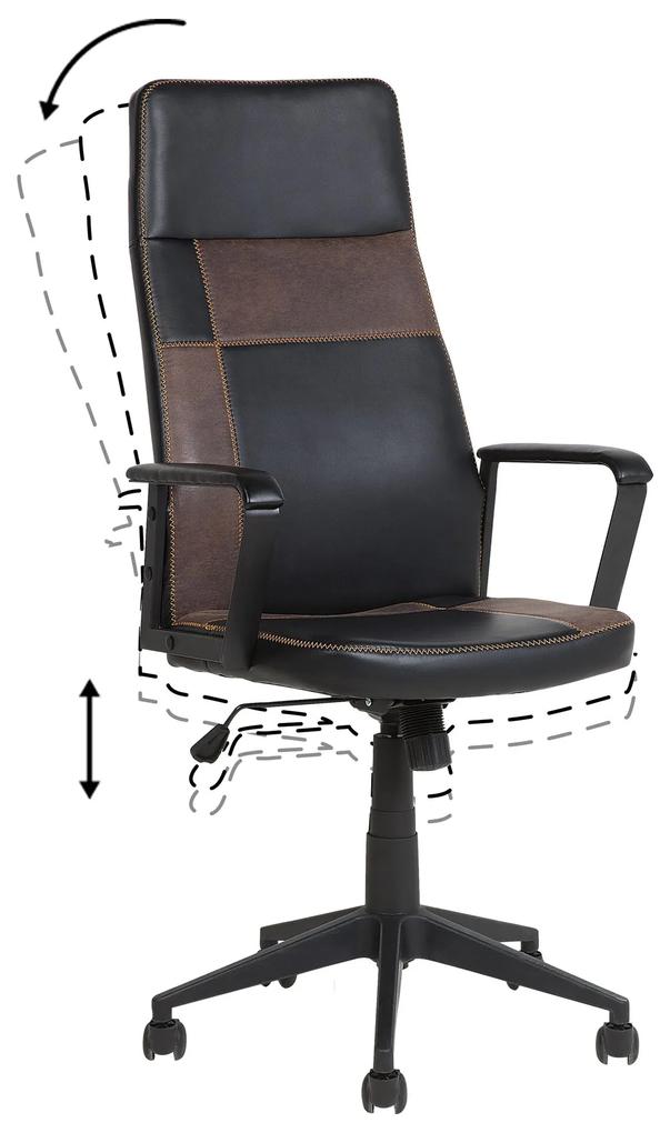 Kancelárska stolička čierna a hnedá výškovo nastaviteľná DELUXE Beliani