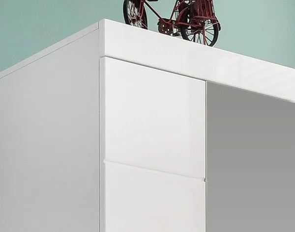 Skriňa so zrkadlom Amanda 127, lesklá biela