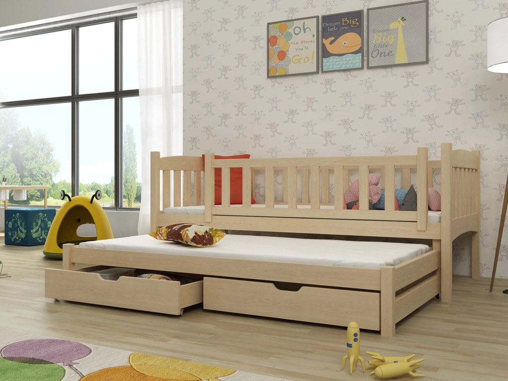 Detská posteľ 90 x 200 cm Amalia (s roštom a úl. priestorom) (borovica). Akcia -10%. Vlastná spoľahlivá doprava až k Vám domov. 1013108