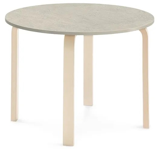 Stôl ELTON, Ø 900x640 mm, linoleum - šedá, breza