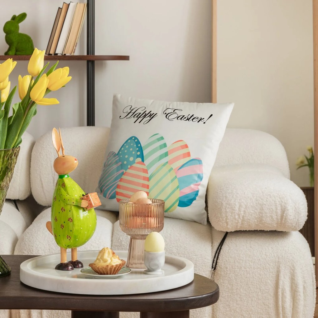 VEĽKONOČNÁ DEKORAČNÁ OBLIEČKA NA VANKÚŠ EASTER3 45X45 CM VZOROVANÁ