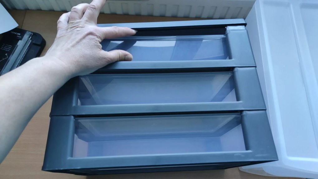 SUNDIS 2. akosť - Úložný box s 3 zásuvkami, antracit, OFFICEMIX A4 3A