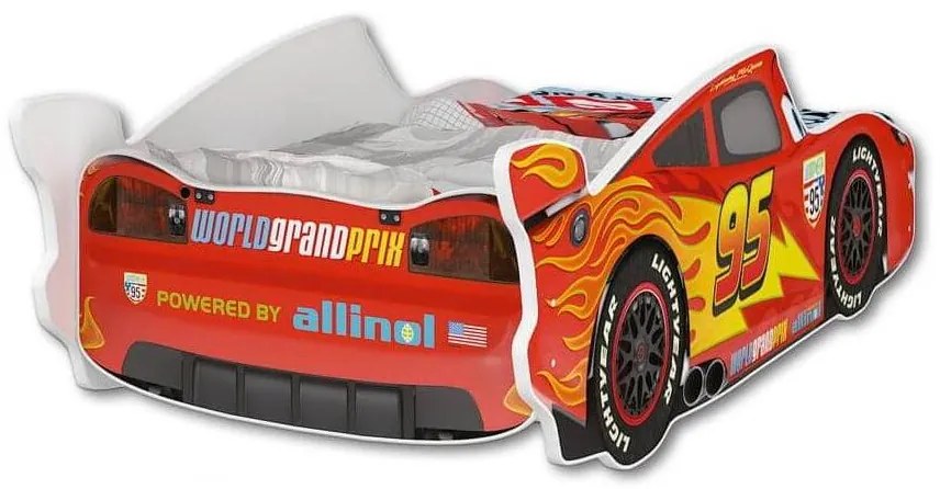DO Posteľ auto Mcqueen Bieločervené