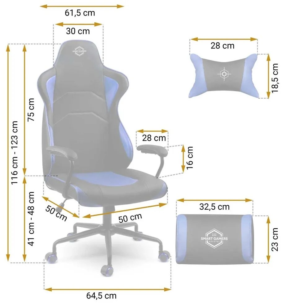 Global Income s.c. Herné kreslo Yasuo, modro/čierne - modrá