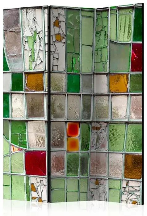 Paraván - Emerald Stained Glass [Room Dividers] Veľkosť: 135x172, Verzia: Akustický