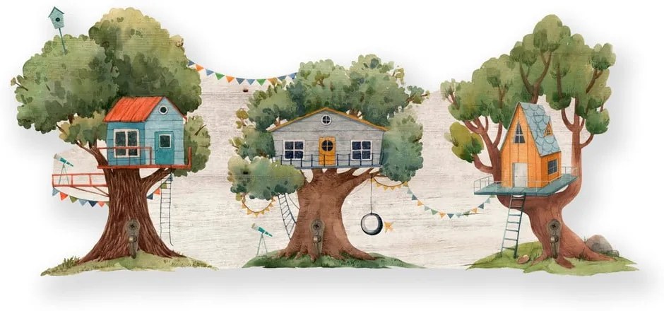 Zelený detský nástenný vešiak Tree House - Little Nice Things