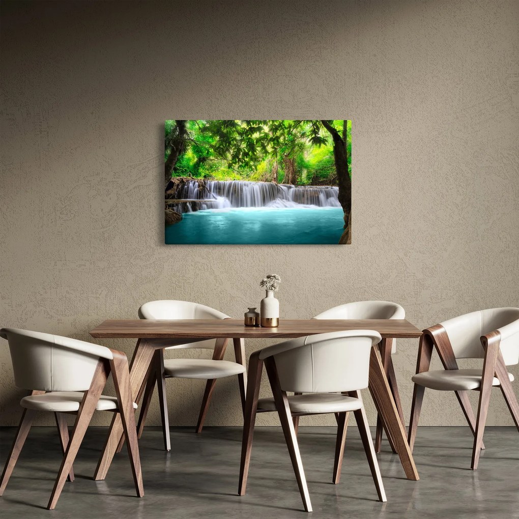 Obraz - Vodopád, tyrkysový (90x60 cm)
