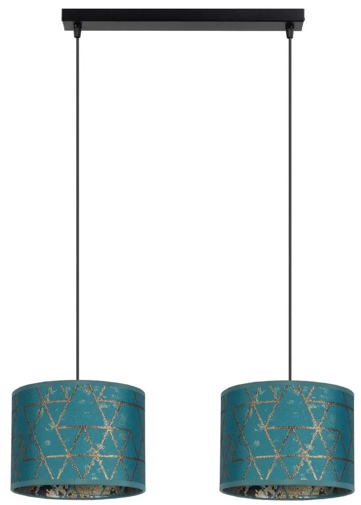 Luster na lanku REZO 2xE27/60W/230V tyrkysová