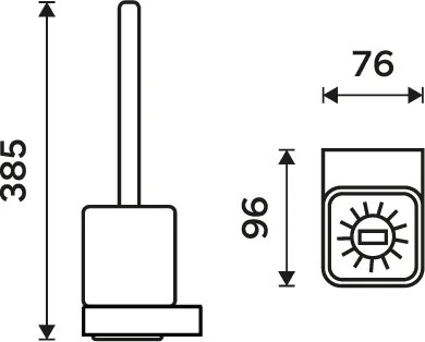 Nimco WC kefa s hranatou rukoväťou NIKAU - NK 30094KN-HR-26