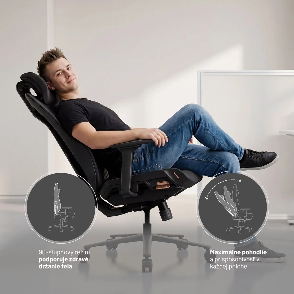 Ergonomická kancelárska stolička čierna: Diablo V-Flash Ultra Black