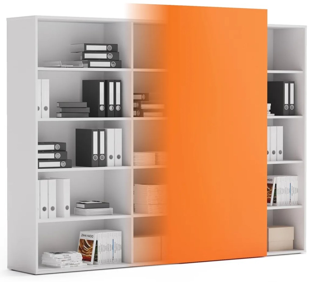 PLAN Skriňa vysoká otvorená dlhá BLOCK White, 2390 x 400 x 1748, oranžová