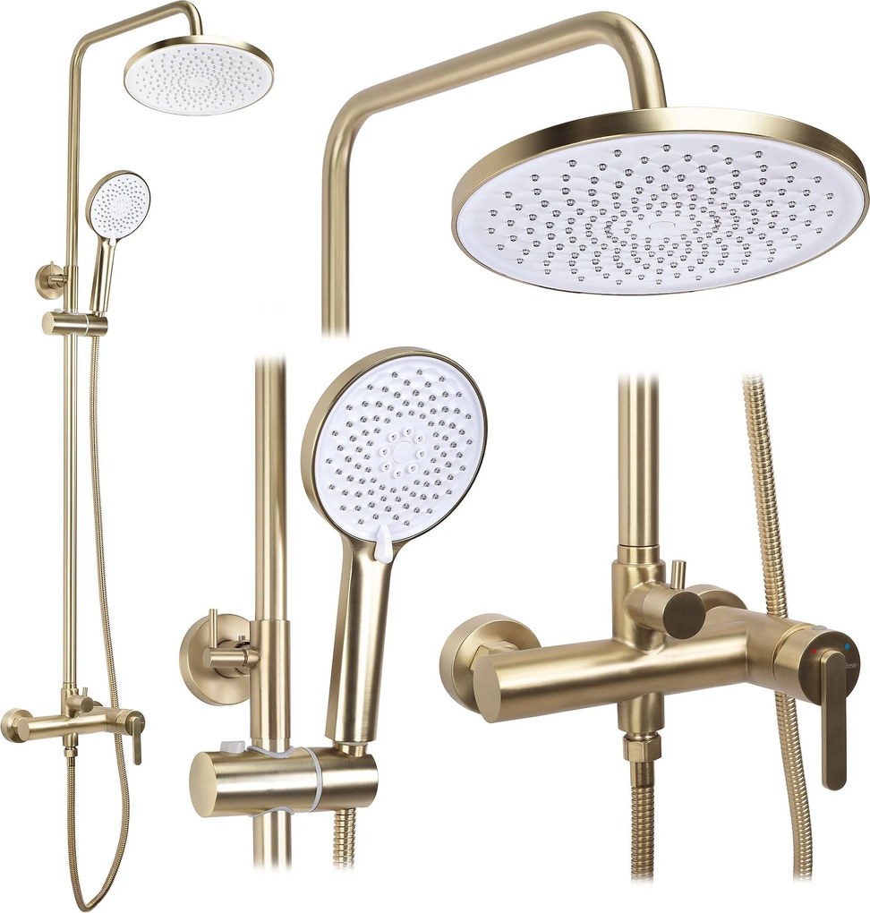 Rea Ontario, sprchový set nástenný s dažďovou sprchou, zlatá matná, REA-P9494