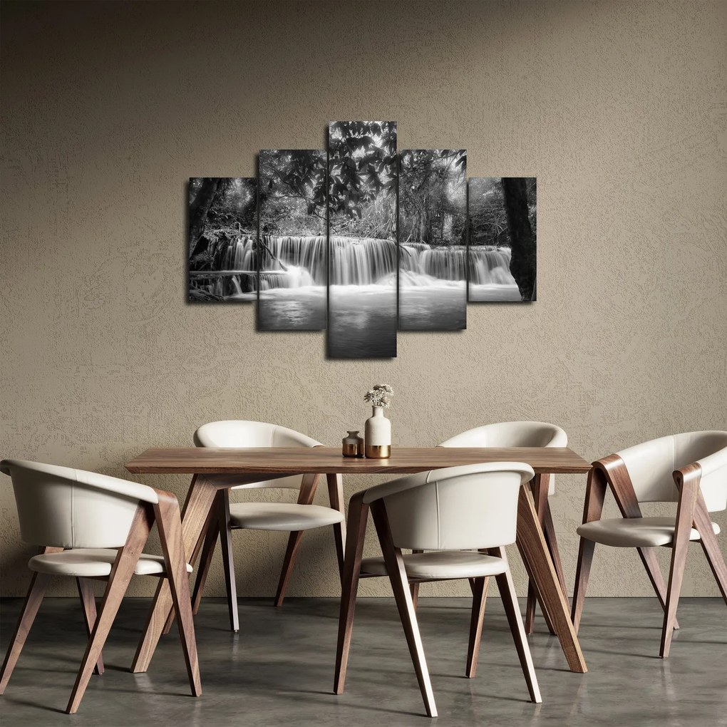Obraz - Čiernobiely vodopád (150x105 cm)