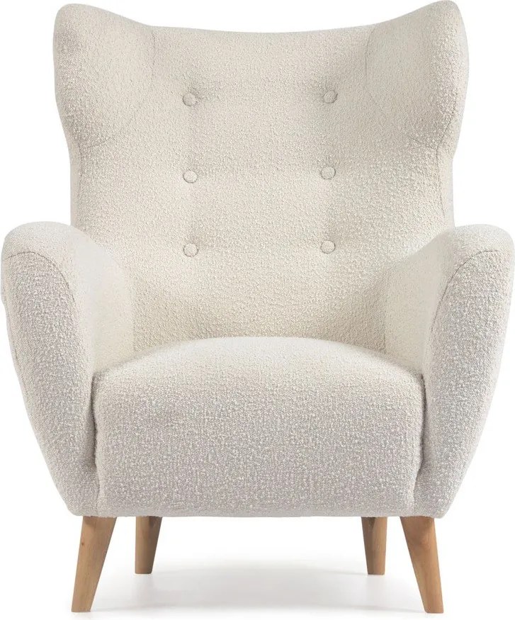 Biele kreslo z textílie buklé Patio – Kave Home