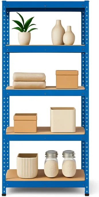 Akcia 20x Regál 180x90x40 cm lakovaný 5-policový, nosnosť 875 kg - modrý