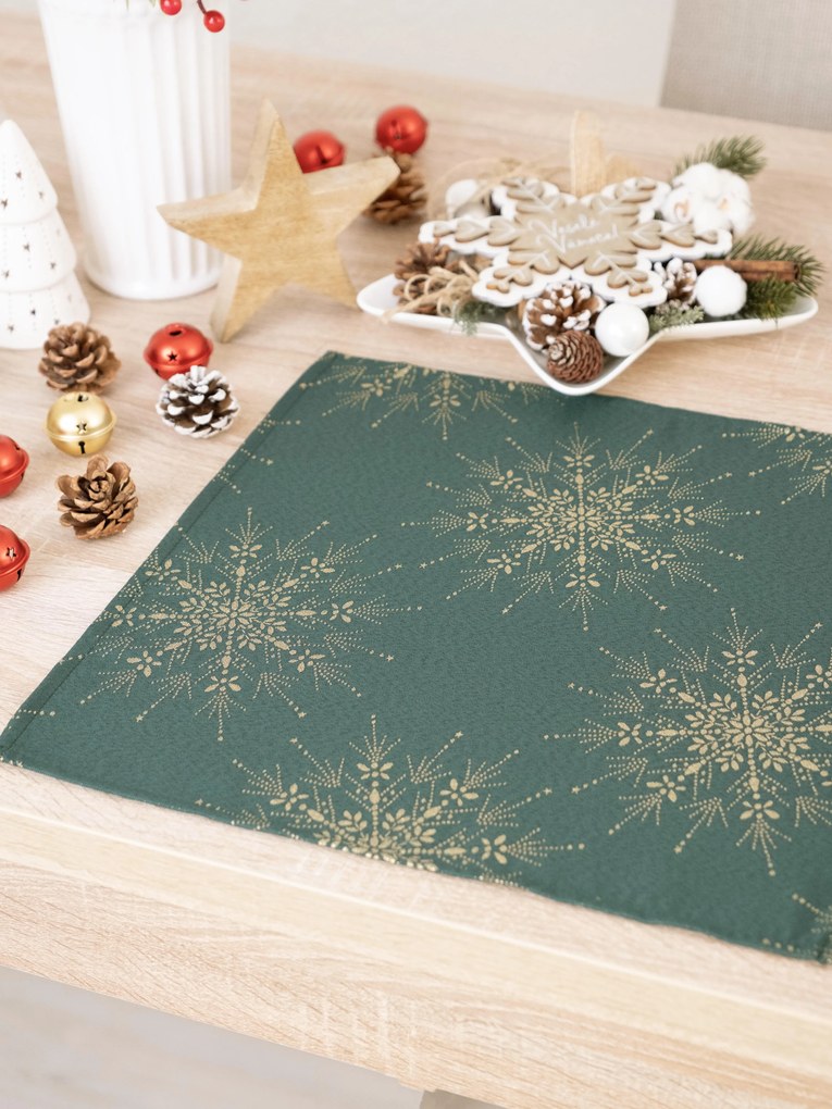 Lurexová Vianočná servítka Zelený večer - 40 × 40 cm