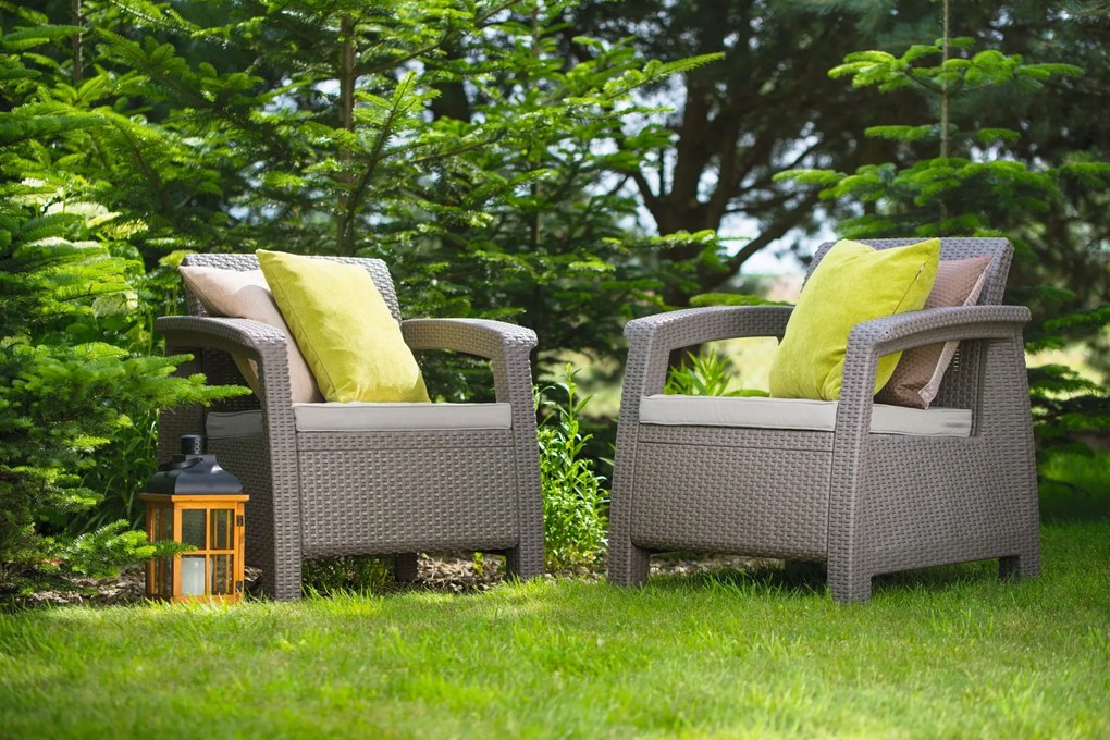 ALLIBERT CORFU DUO SET Kreslo 2 ks, 75 x 70 x 79cm, cappuccino/piesková 17197993